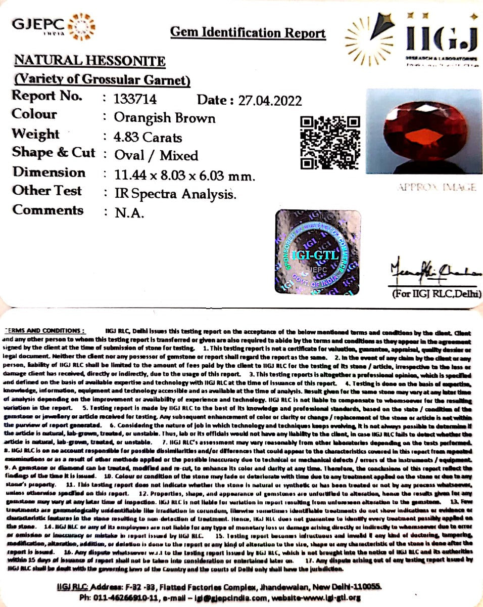5.36/Ratti Natural Govt. Lab Certified Ceylonese Gomed