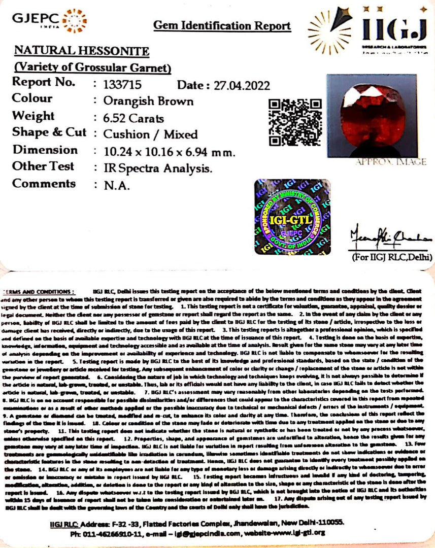 6.52/CT Natural Govt. Lab Certified Ceylonese Gomed-1221
