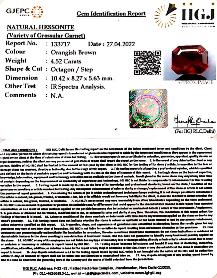 4.52/CT Natural Govt. Lab Certified Ceylonese Gomed-1221