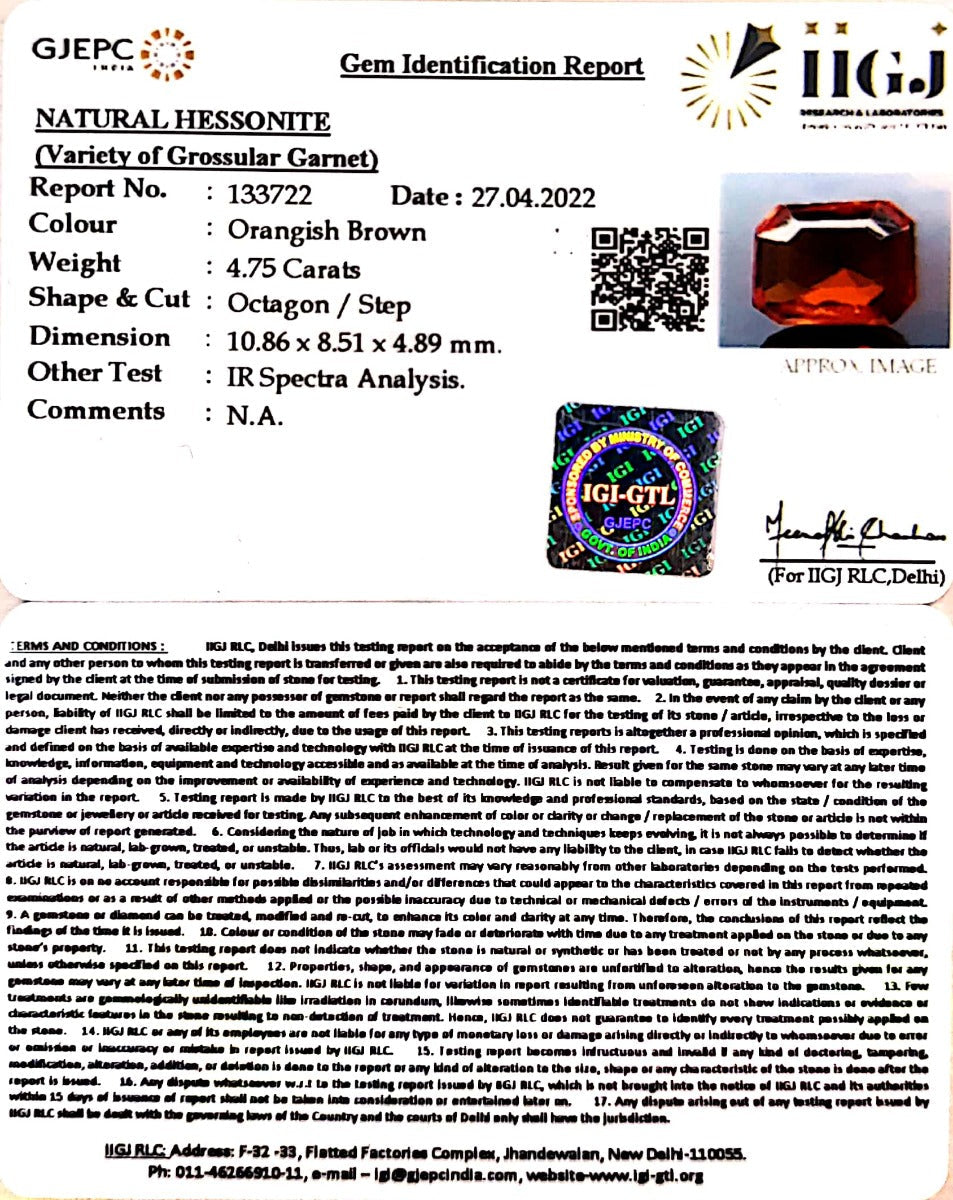 4.75/CT Natural Govt. Lab Certified Ceylonese Gomed-133722