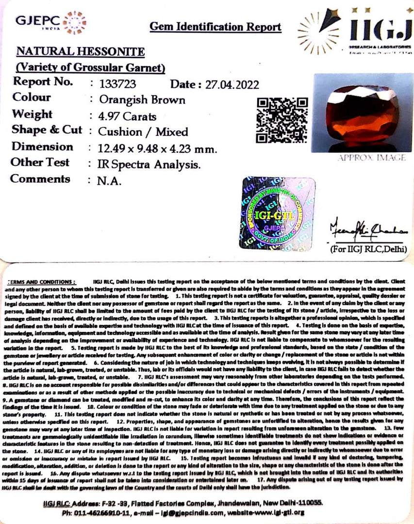 4.97/CT Natural Govt. Lab Certified Ceylonese Gomed-1221