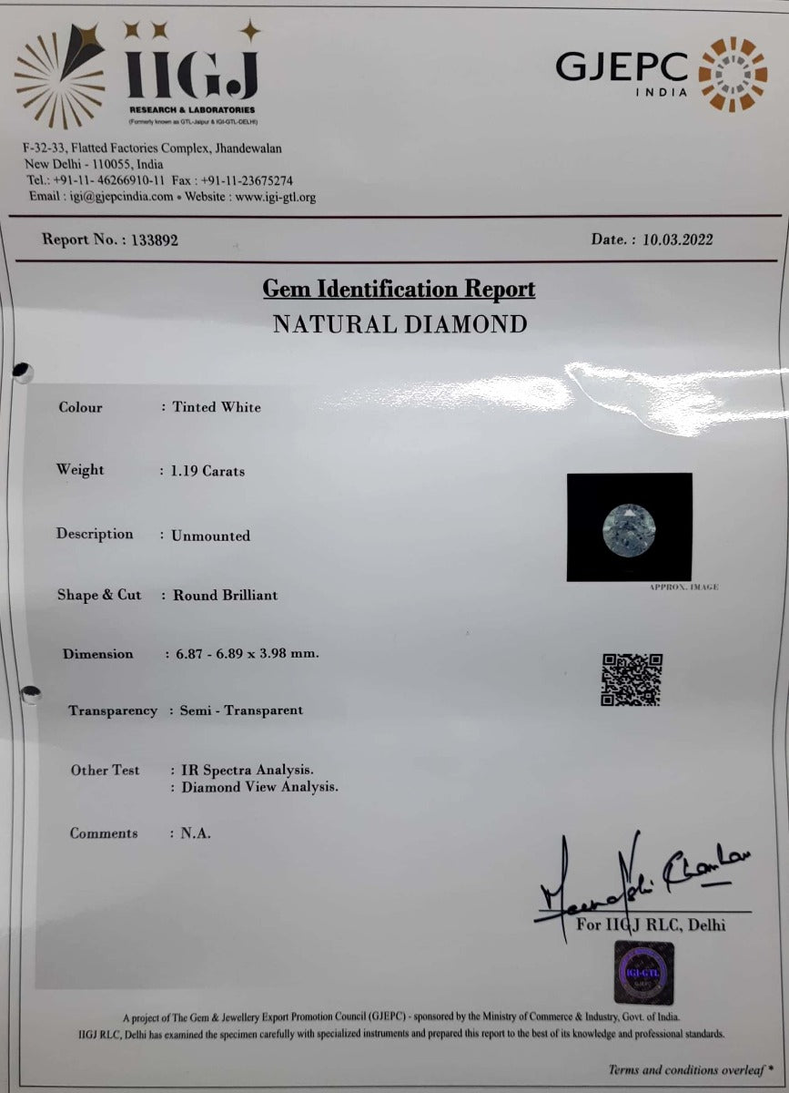 1.19/CT Natural Diamond Gemstone