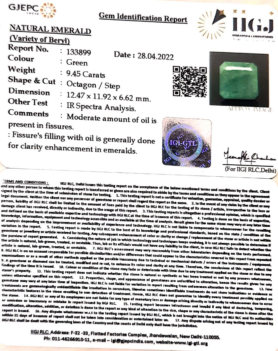 10.48 Ratti Natural Panna Stone with Govt. Lab Certified-(2331)