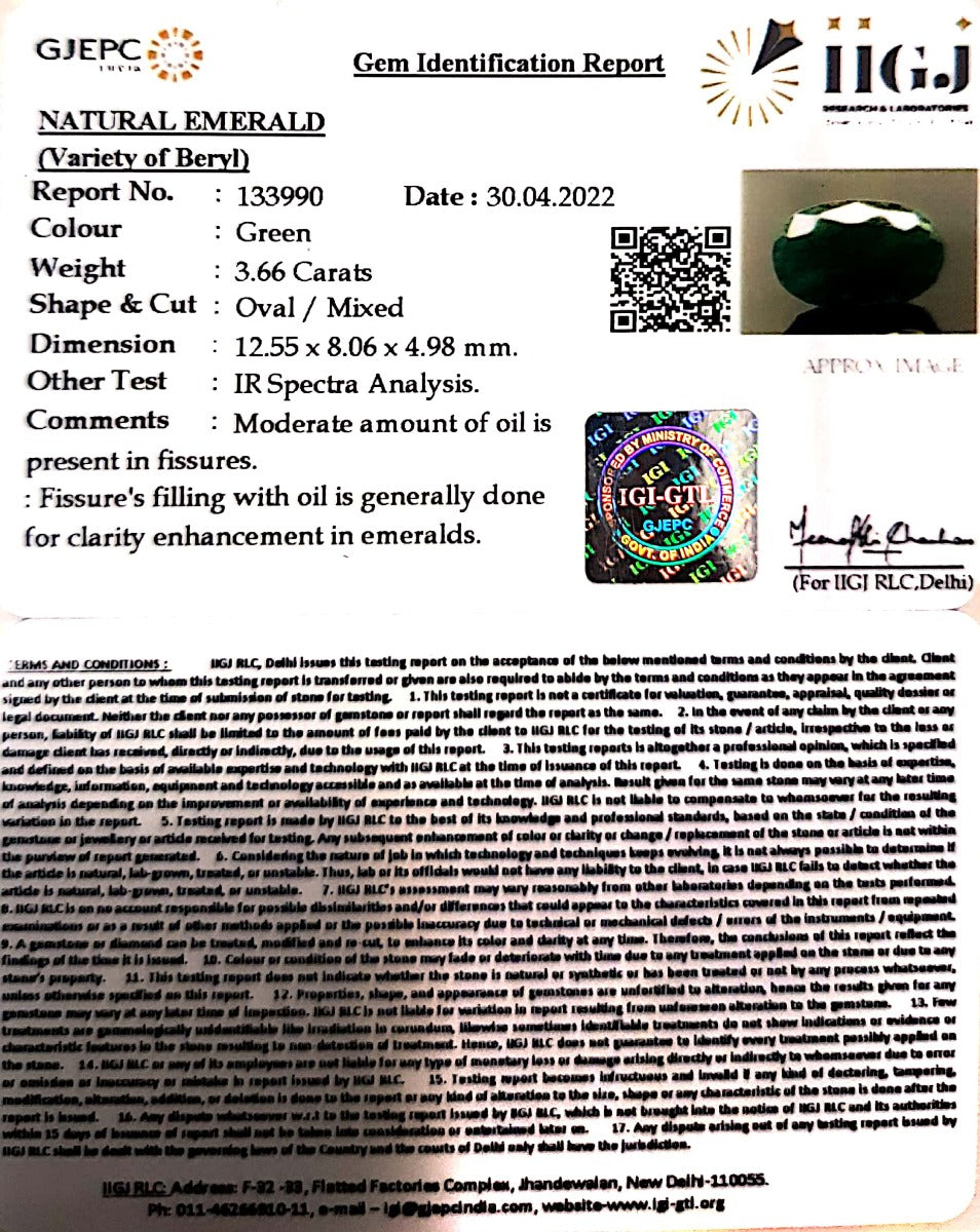 4.06 Ratti Natural Panna stone with Govt. Lab Certified-133990