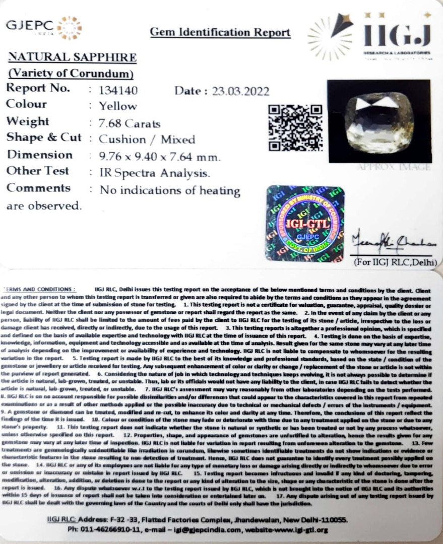 7.68/CT Natural Ceylonese Pukhraj with Govt Lab Certificate-45510