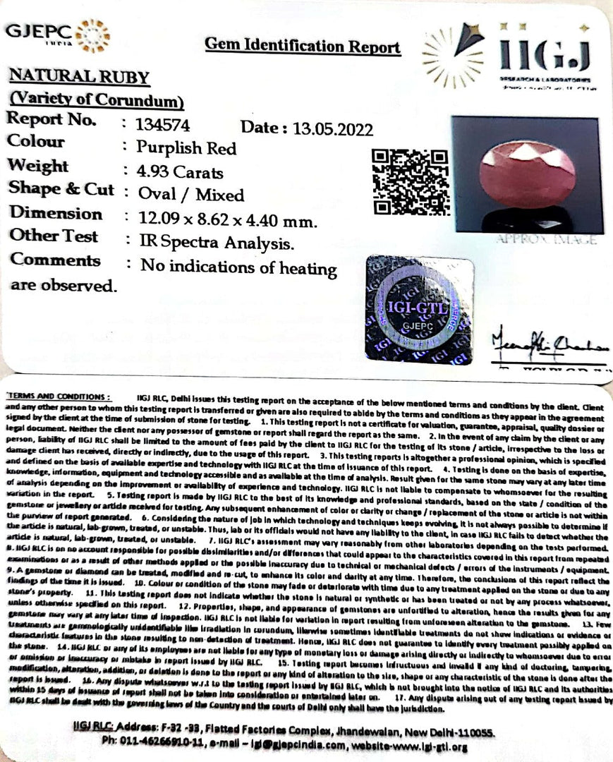 4.93/CT Natural Neo Burma Ruby with Govt. Lab Certificate-(4551)