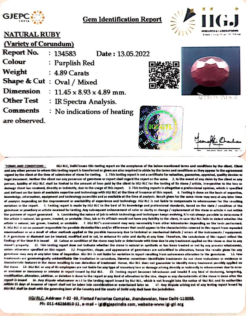 4.89/CT Natural Neo Burma Ruby with Govt. Lab Certificate-(5661)