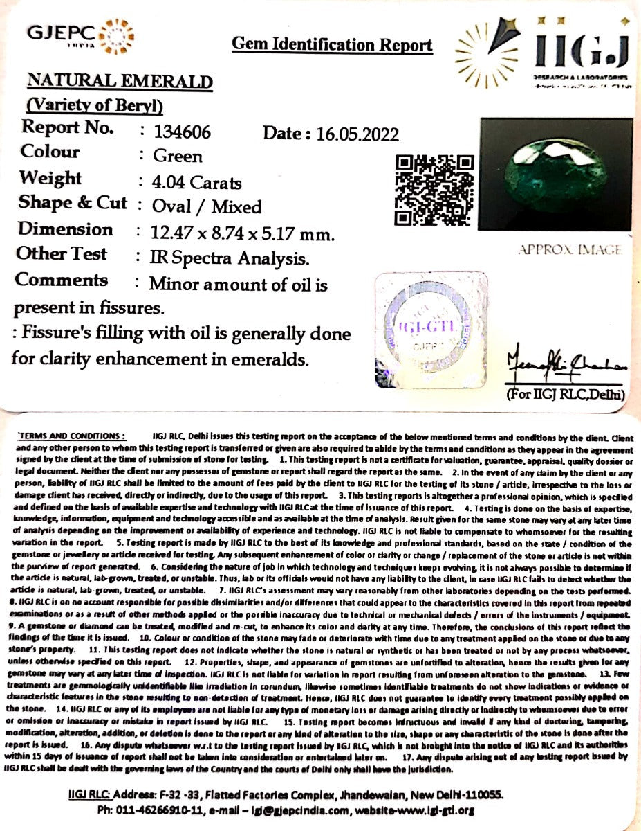 4.04/CT Natural Panna Stone with Govt. Lab Certified-8991