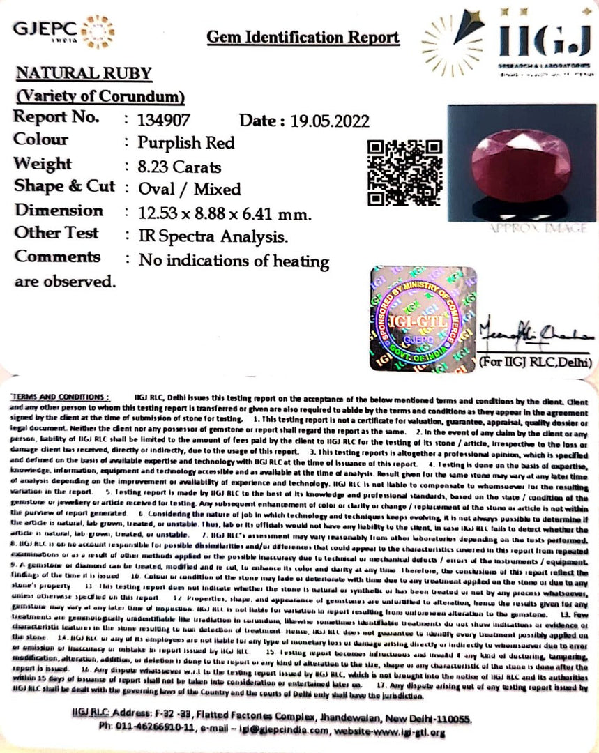 8.23/CT Natural Neo Burma Ruby with Govt. Lab Certificate-(5661)