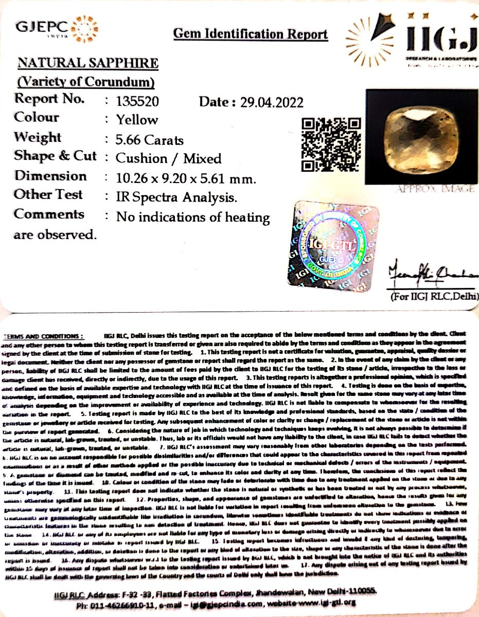 5.66/CT Natural Ceylonese Pukhraj with Govt Lab Certificate-135520