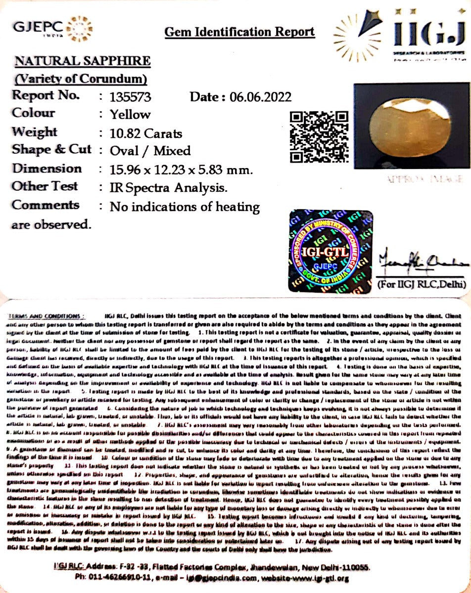 12.01 Ratti Natural Ceylonese Pukhraj with Govt Lab Certificate-4551