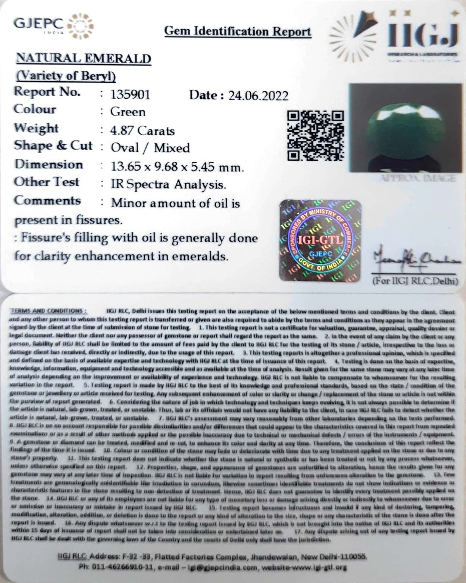 5.40/Ratti Natural Panna Stone with Govt. Lab Certified