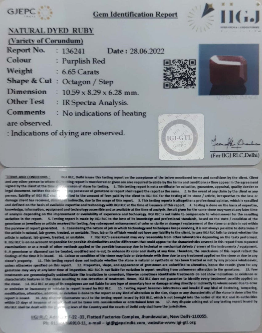 6.65/CT Natural Neo Burma Ruby with Govt. Lab Certificate-4551