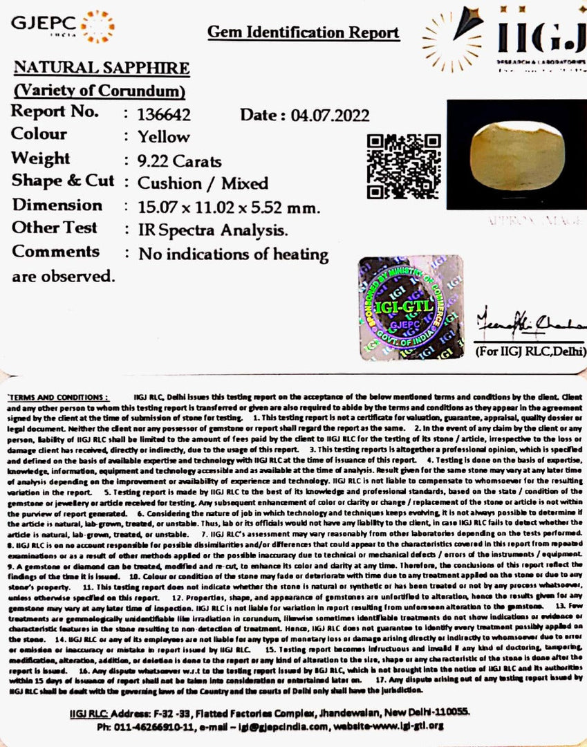 9.22/CT Natural Ceylonese Pukhraj with Govt Lab Certificate-6771