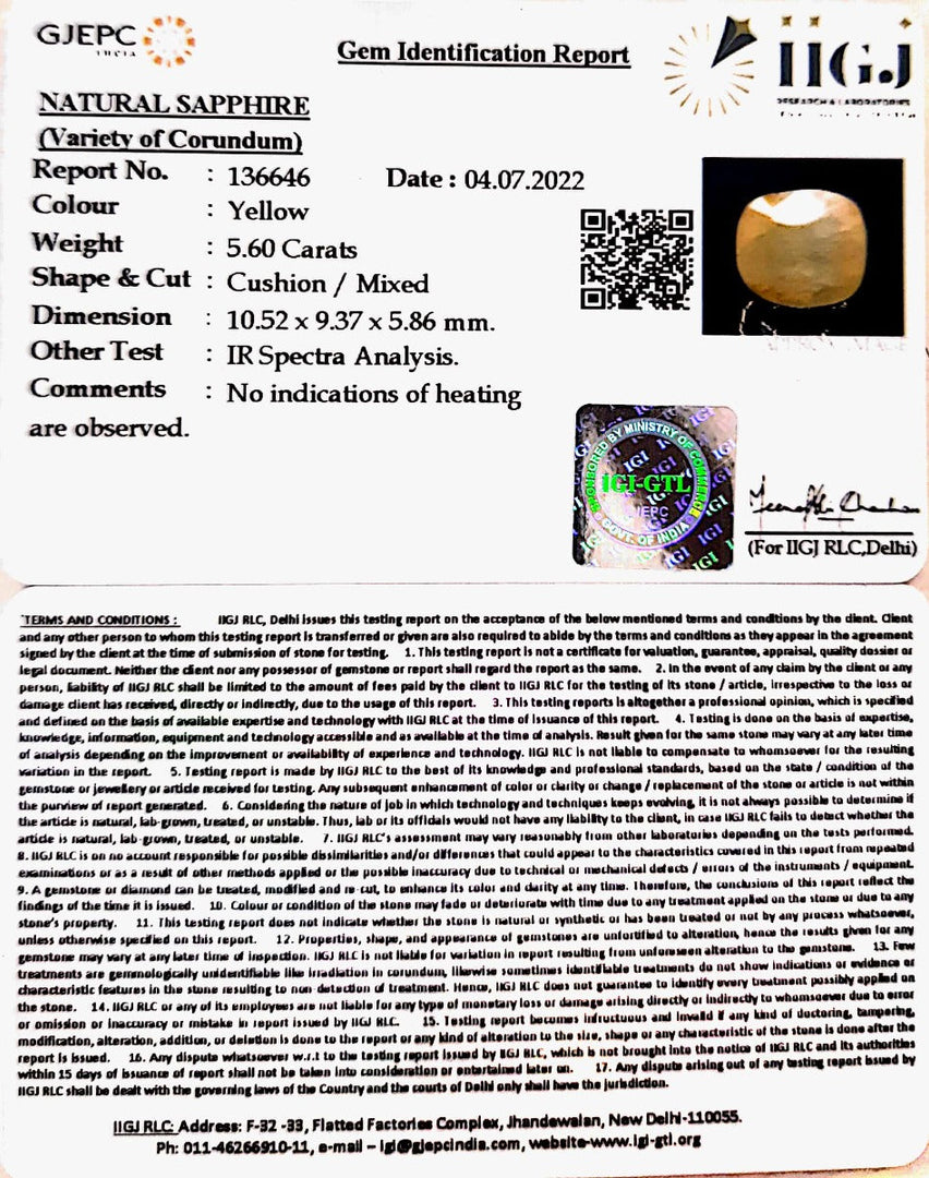 5.60/CT Natural Ceylonese Pukhraj with Govt Lab Certificate-6771