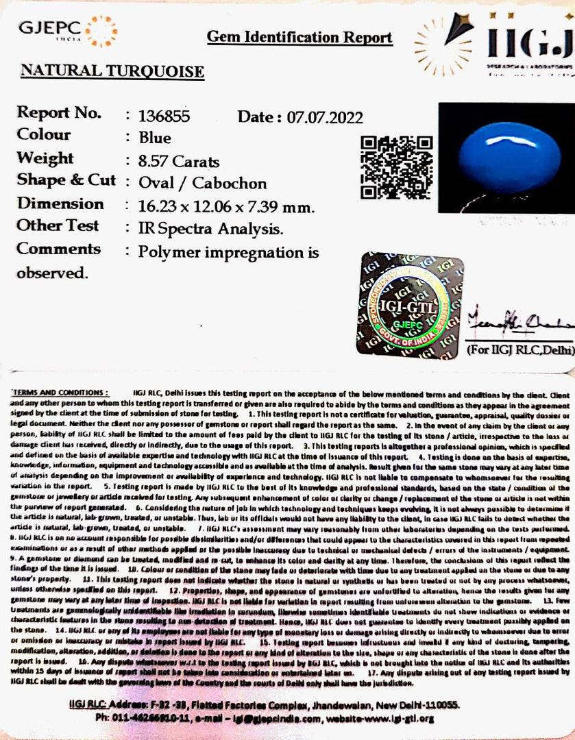 8.57 Carat Turquoise-(832)