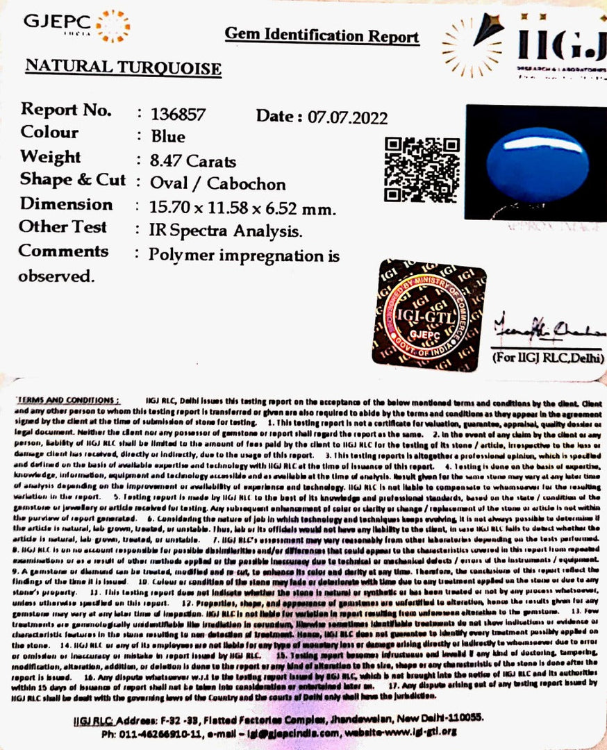 8.47 Carat Turquoise-(832)