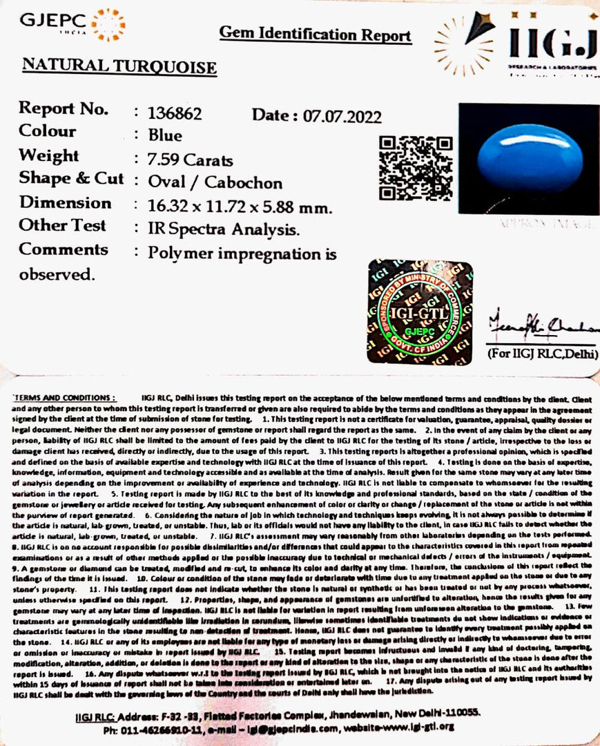 7.59 Carat Turquoise-(832)