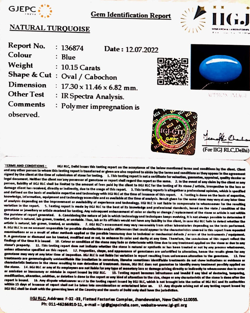 10.15 Carat Turquoise-(832)