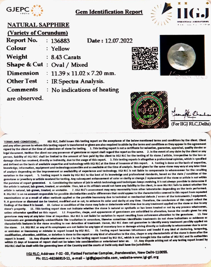 8.43/CT Natural Ceylonese Pukhraj with Govt Lab Certificate-(8991)