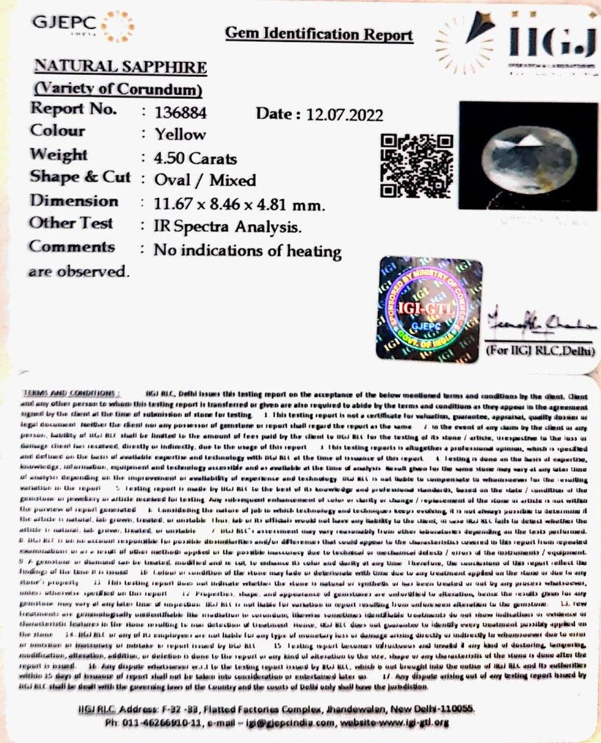 4.50/CT Natural Ceylonese Pukhraj with Govt Lab Certificate-6771