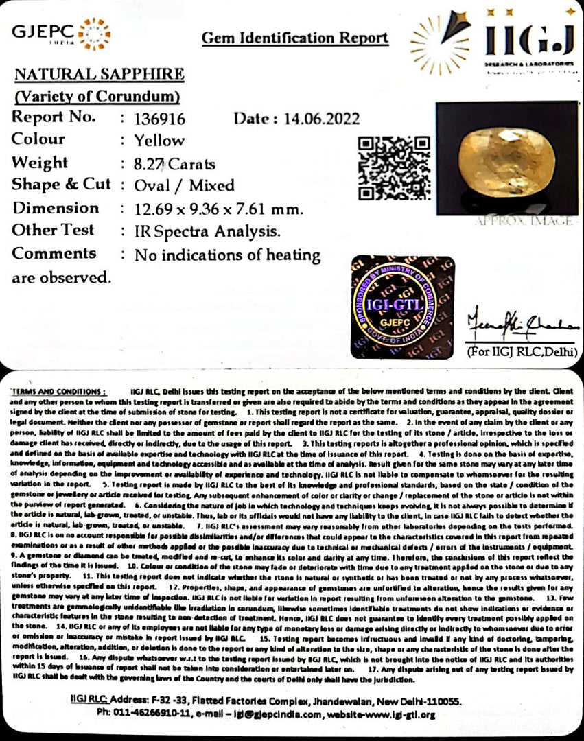 8.27/CT Natural Ceylonese Pukhraj with Govt Lab Certificate-8991
