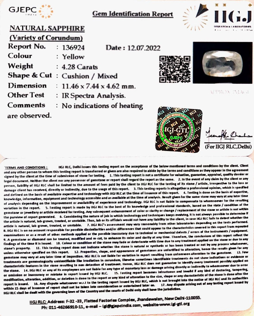 4.28/CT Natural Ceylonese Pukhraj with Govt Lab Certificate-7551