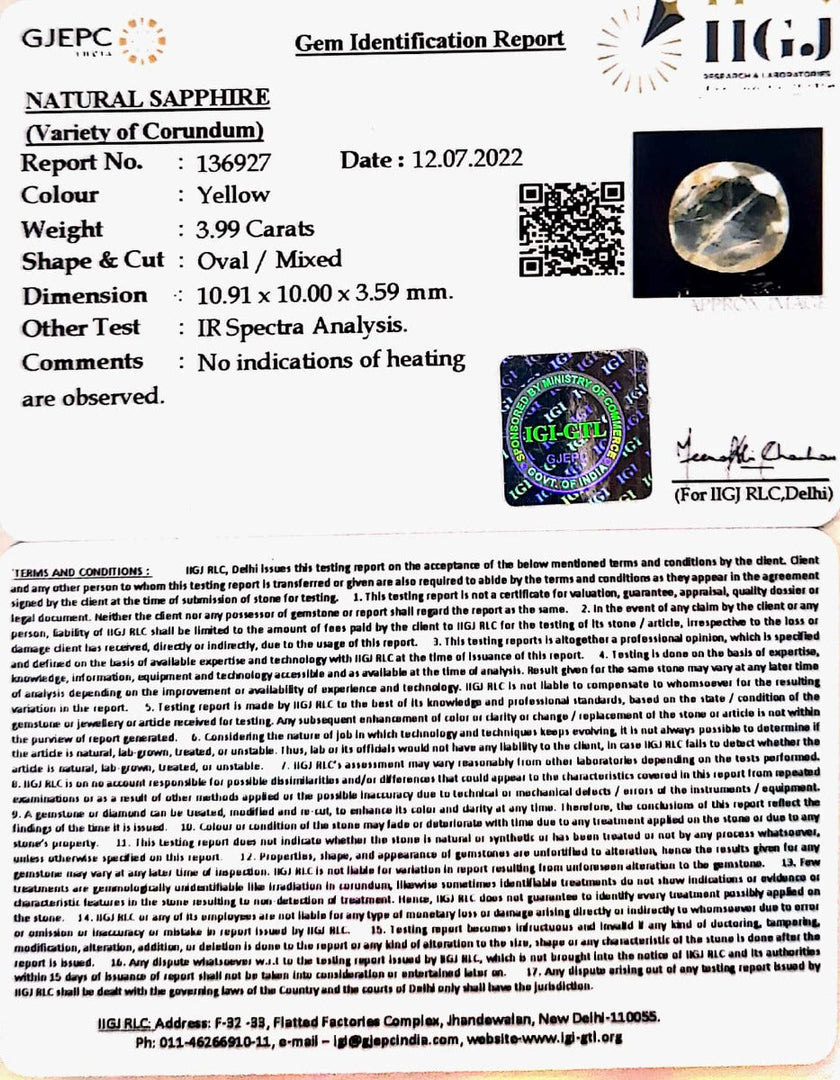 3.99/CT Natural Ceylonese Pukhraj with Govt Lab Certificate-6771