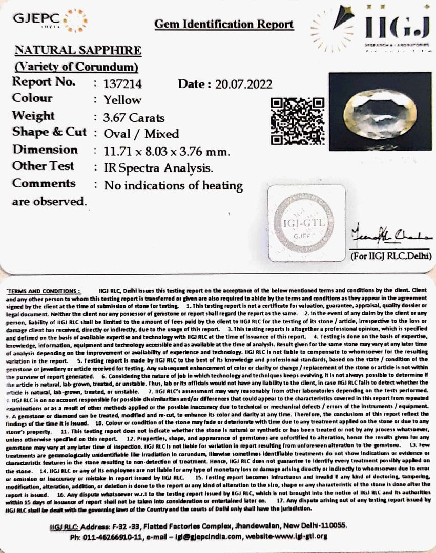 3.67/CT Natural Ceylonese Pukhraj with Govt Lab Certificate-YELSA9V