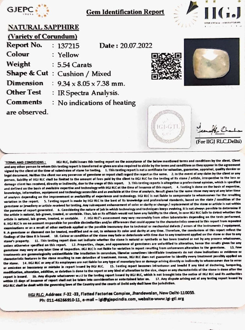 5.54/CT Natural Ceylonese Pukhraj with Govt Lab Certificate-4551