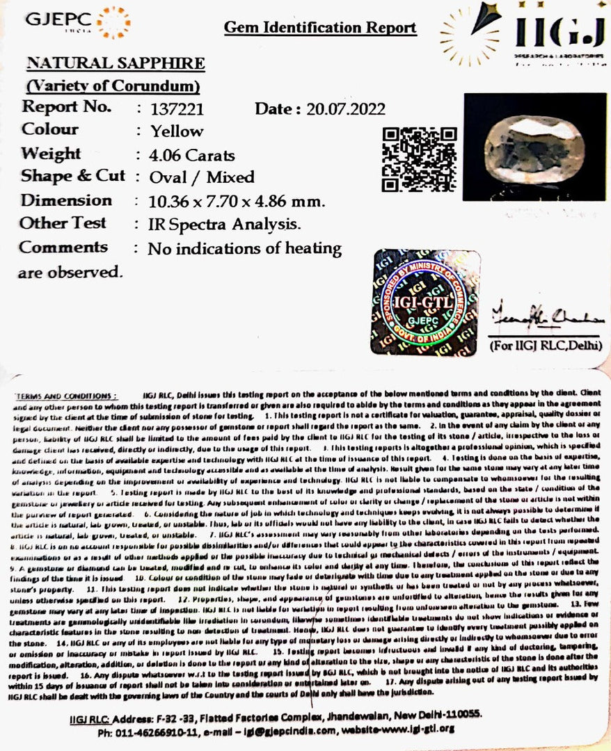 4.06/CT Natural Ceylonese Pukhraj with Govt Lab Certificate-8991