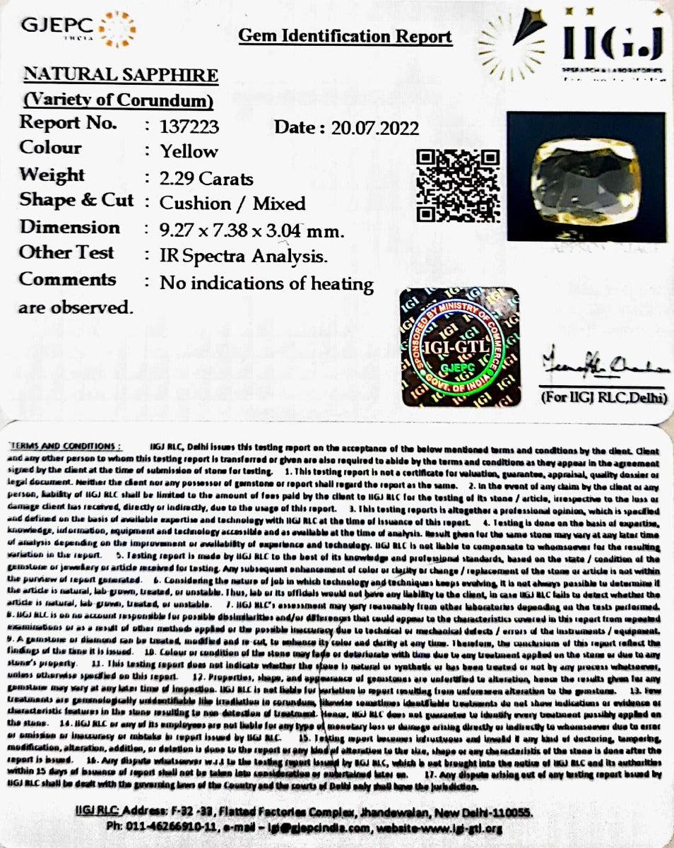 2.29/CT Natural Ceylonese Pukhraj with Govt Lab Certificate-137223