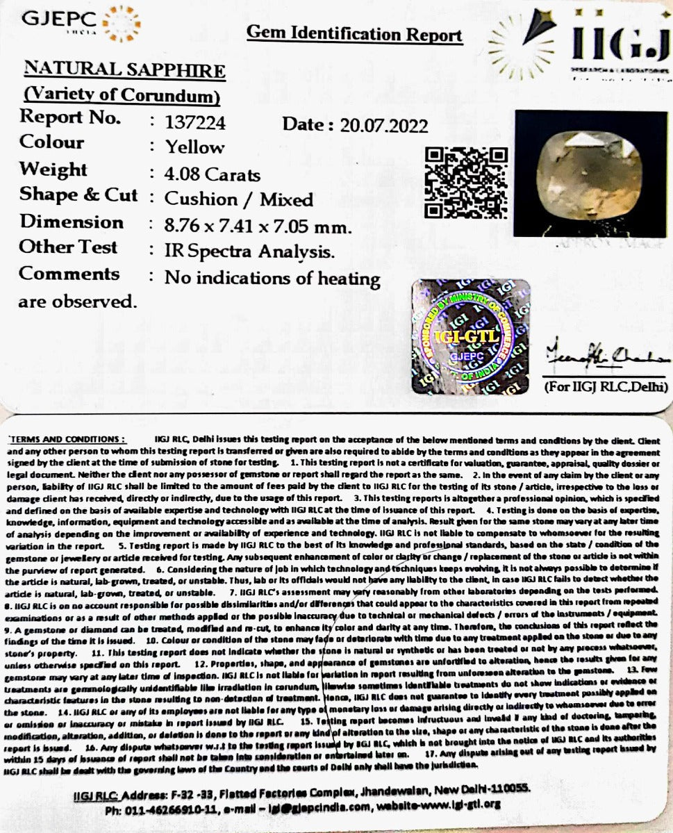 4.08/CT Natural Ceylonese Pukhraj with Govt Lab Certificate-137224