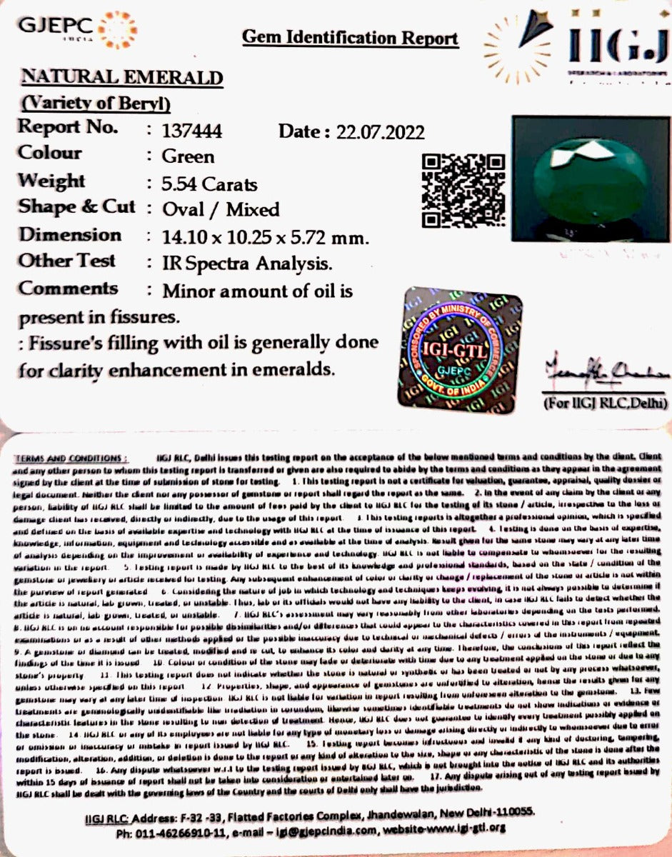 5.54 /CT Natural Panna Stone with Govt. Lab Certified-137444