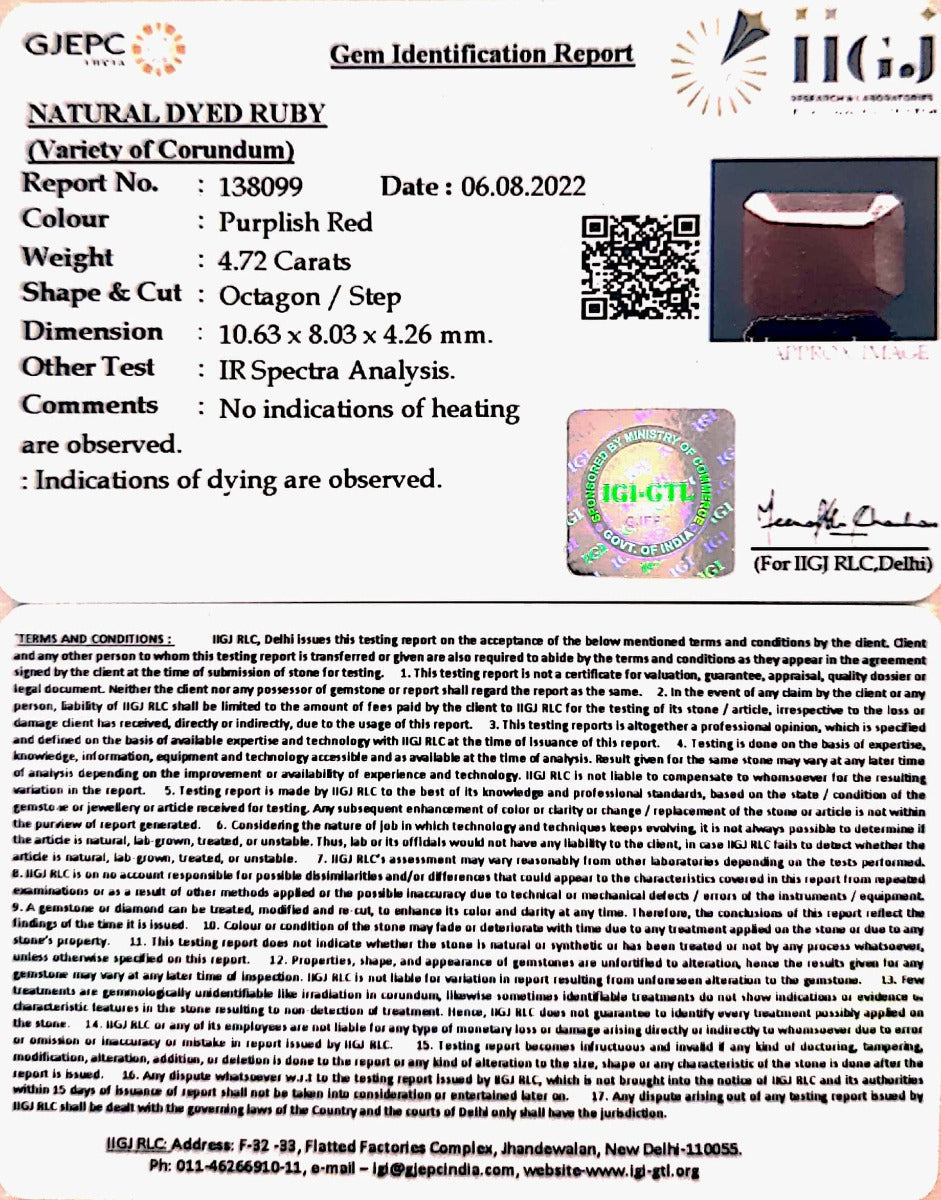 4.72 Carat Natural New Burma Ruby with Govt. Lab Certificate-(2331)