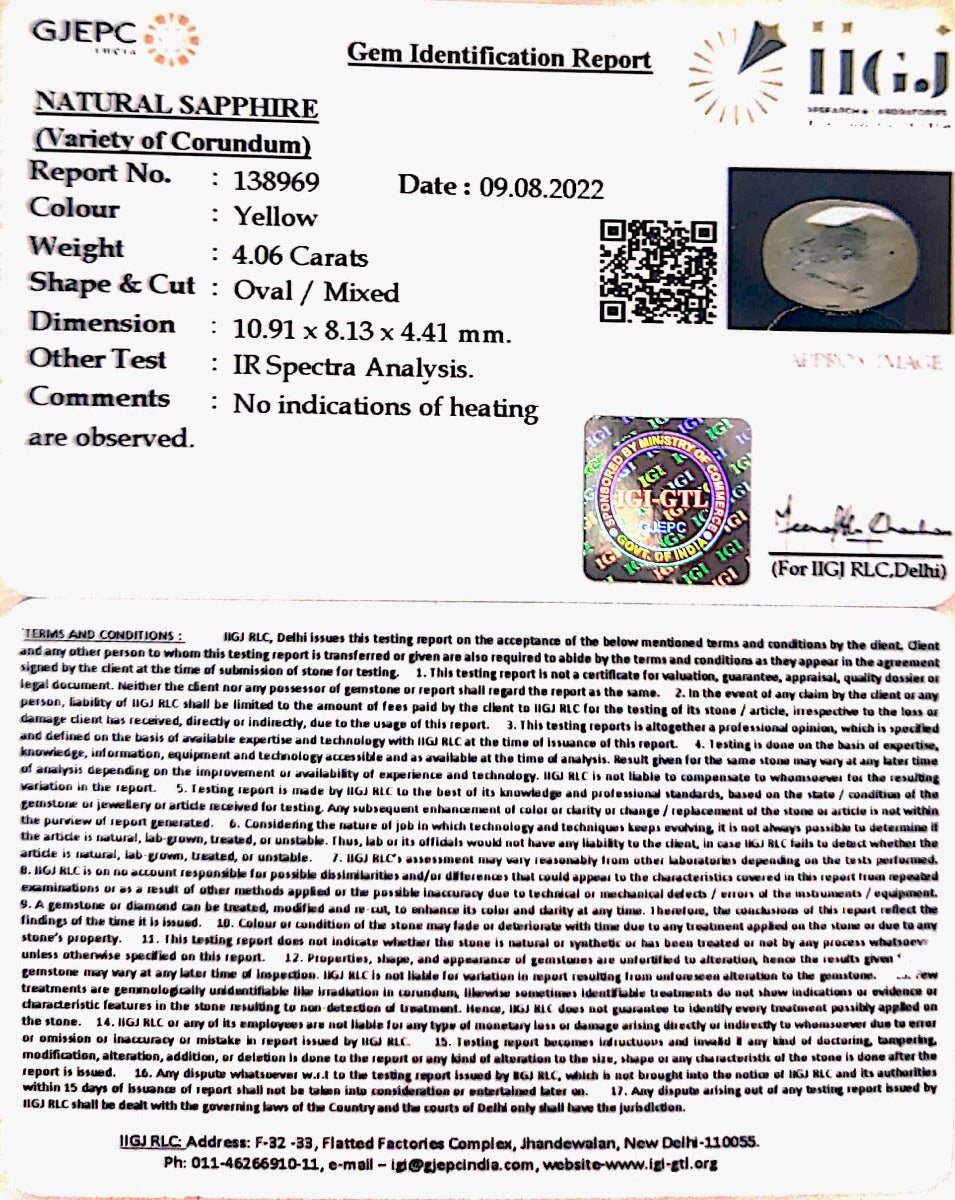 4.06/CT Natural Ceylonese Pukhraj with Govt Lab Certificate-138969