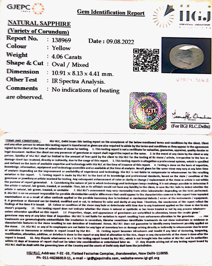 4.06/CT Natural Ceylonese Pukhraj with Govt Lab Certificate-6771
