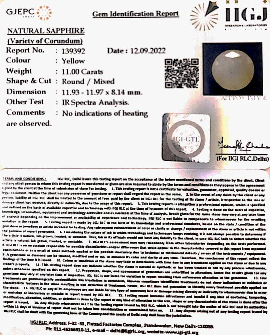 11.00/CT Natural Ceylonese Pukhraj with Govt Lab Certificate-4551