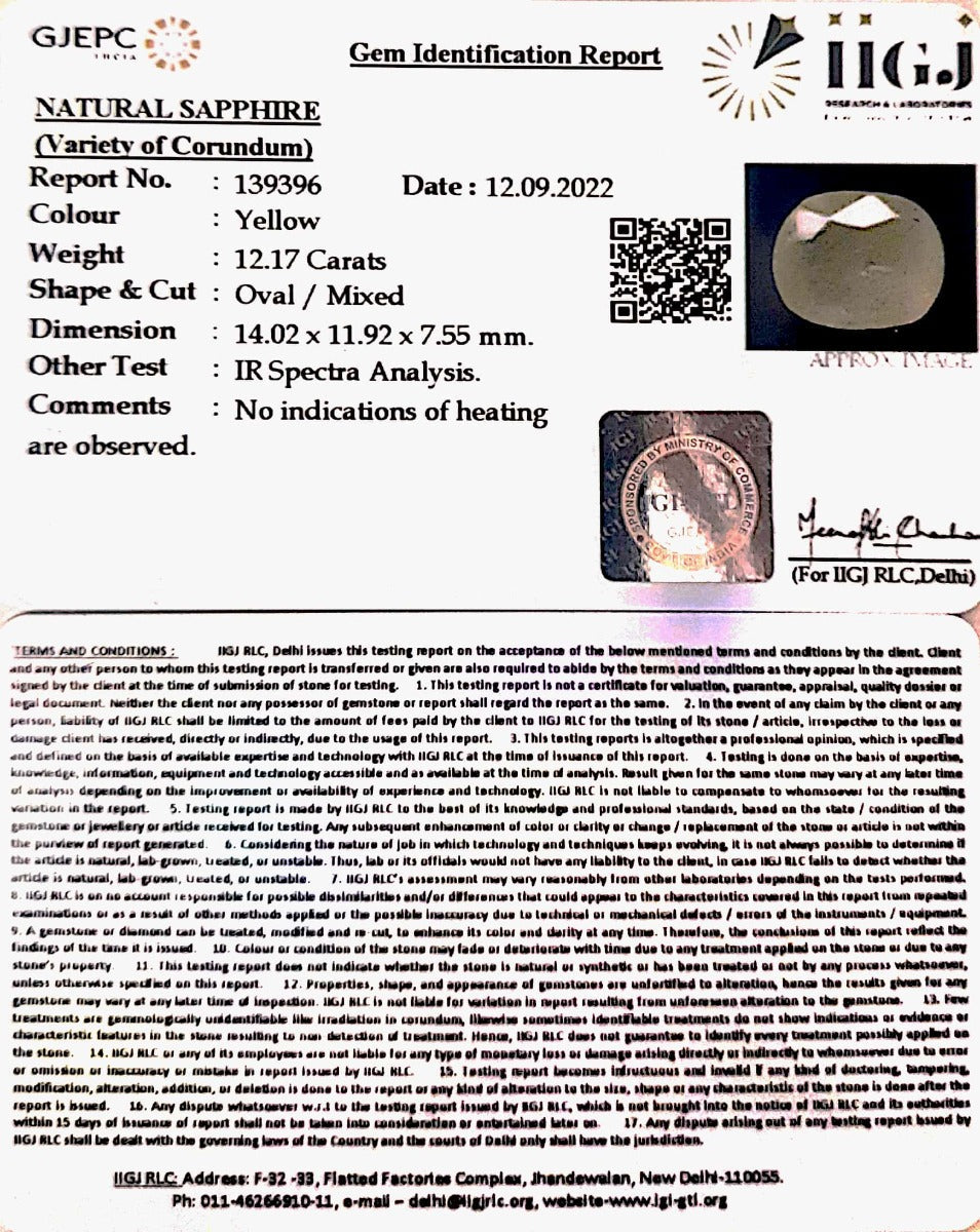 12.17 Carat Natural Ceylonese Pukhraj with Govt Lab Certificate-6771