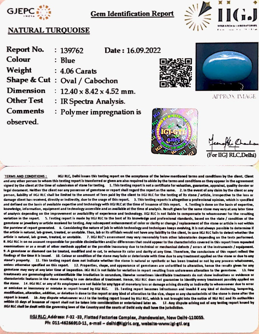 4.06 Carat Turquoise-(832)