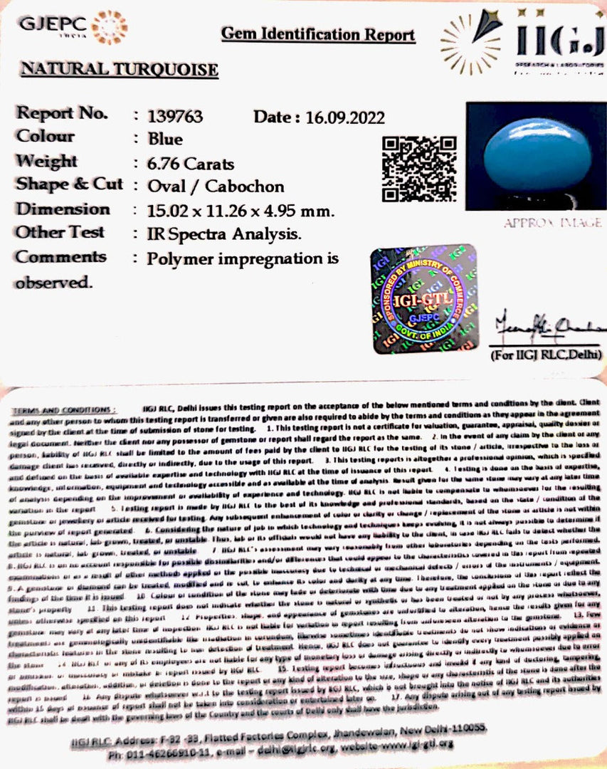 6.76 Carat Turquoise-(832)