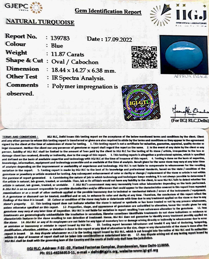 11.87 Carat Turquoise-(832)