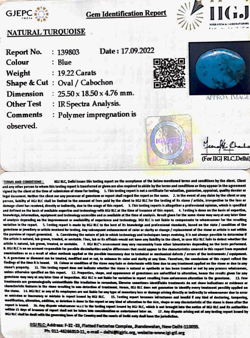 19.22 Carat Turquoise-(1221)