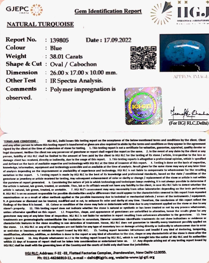 42.19 Carat Turquoise-(1221)