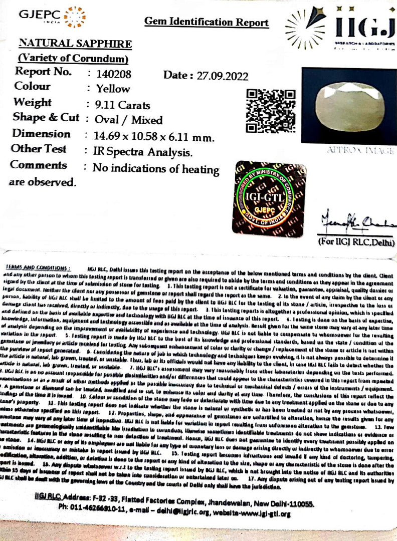 9.11/CT Natural Ceylonese Pukhraj with Govt Lab Certificate-(4551)