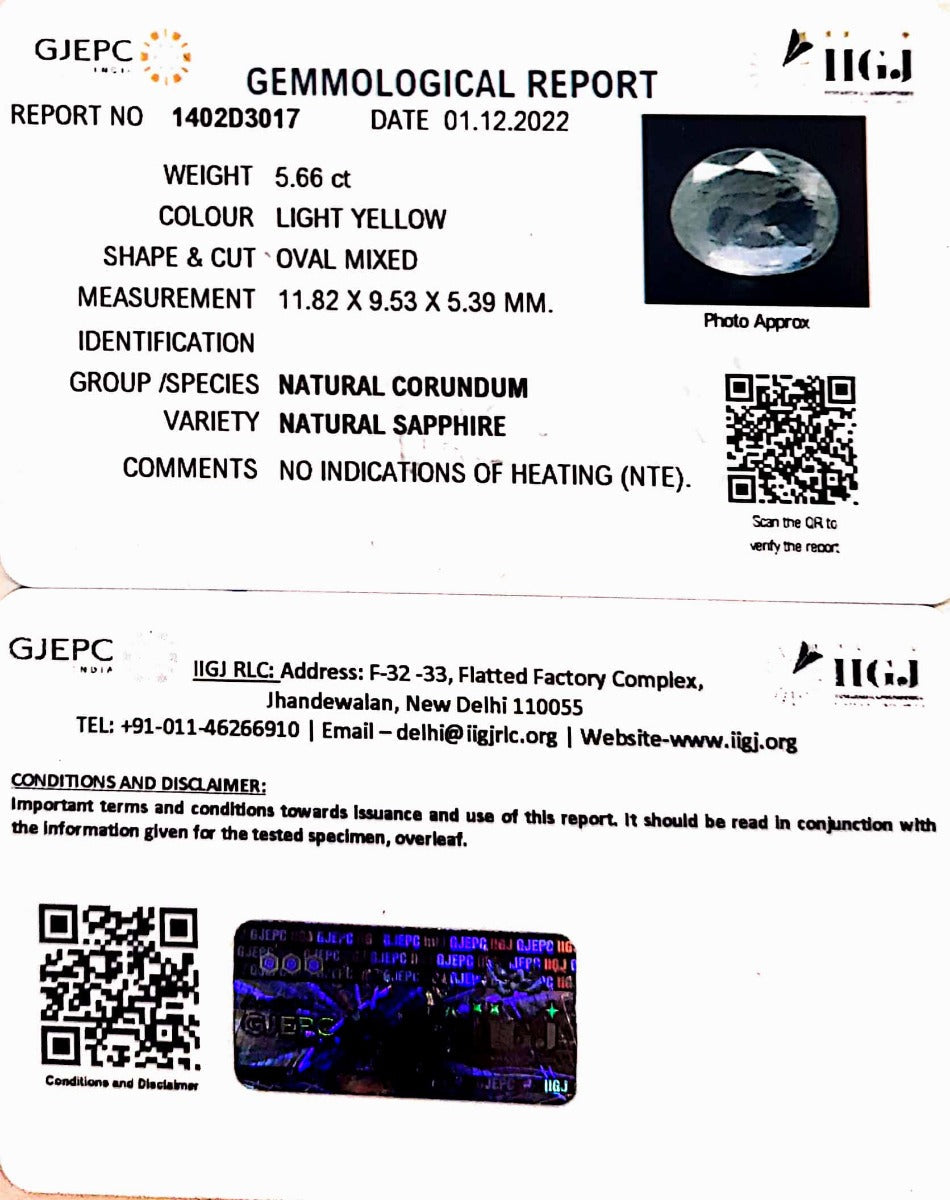 5.66/CT Natural Ceylonese Pukhraj with Govt Lab Certificate-1402D3017