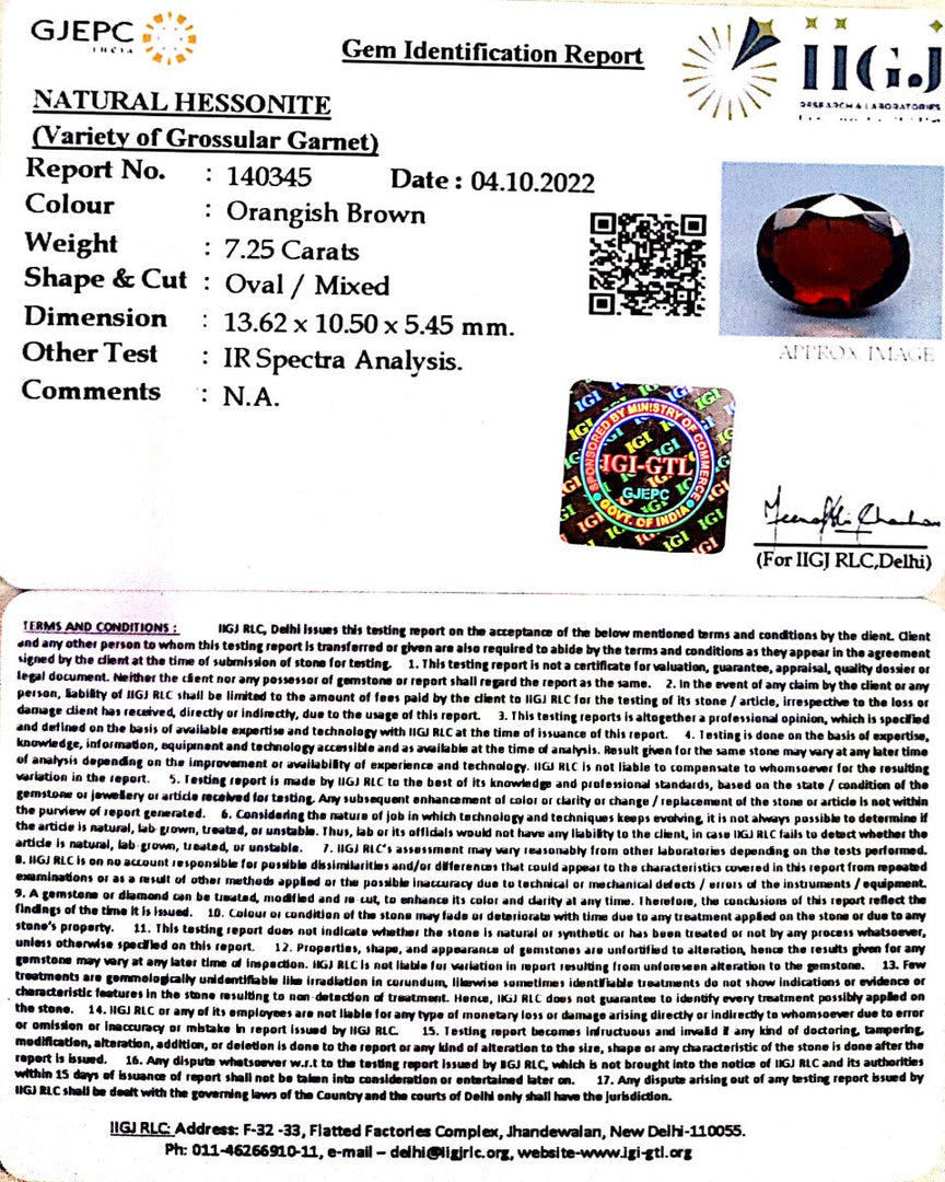 7.25/CT Natural Govt. Lab Certified Ceylonese Gomed-(1221)
