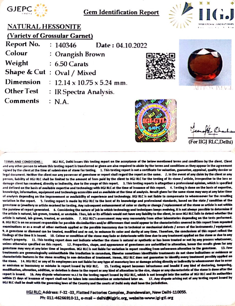 6.50/CT Natural Govt. Lab Certified Ceylonese Gomed-(1221)