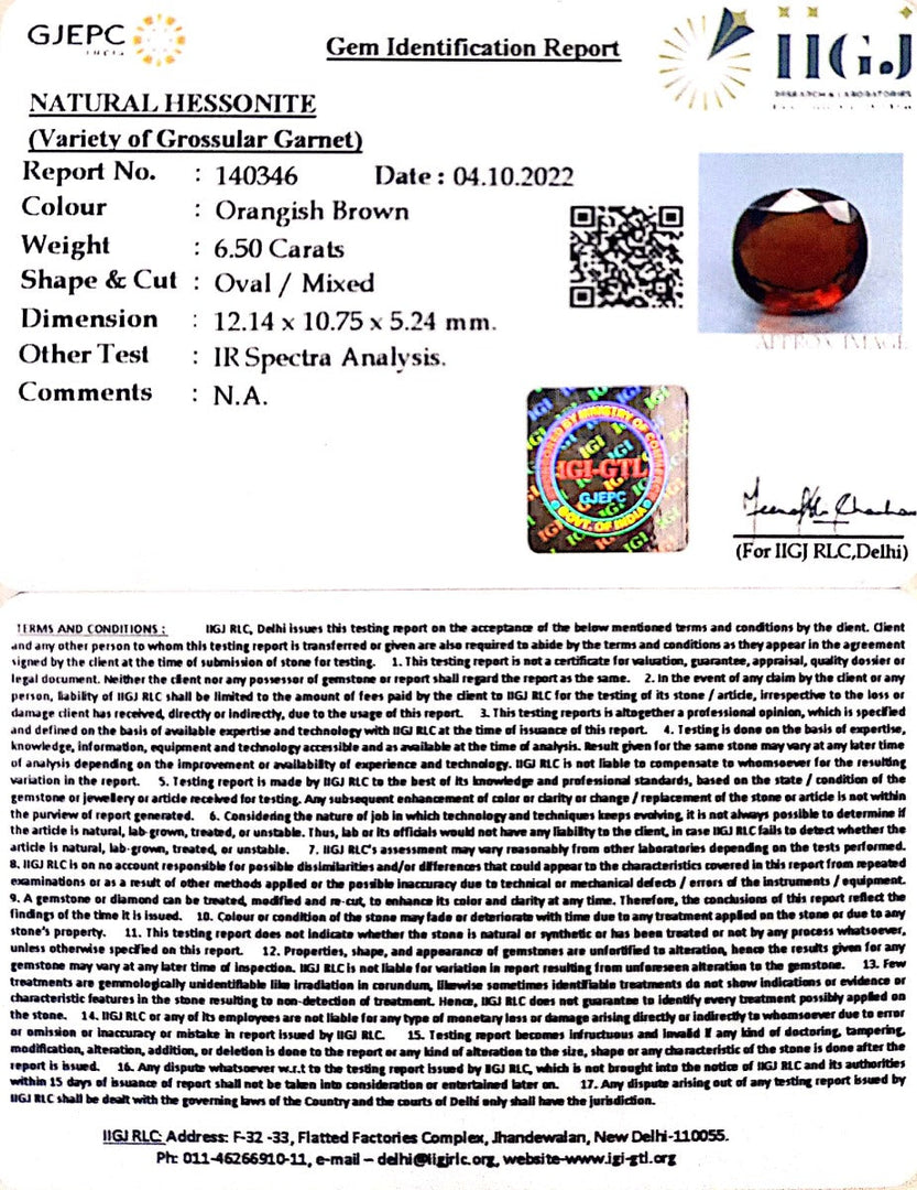 6.50/CT Natural Govt. Lab Certified Ceylonese Gomed-(1221)