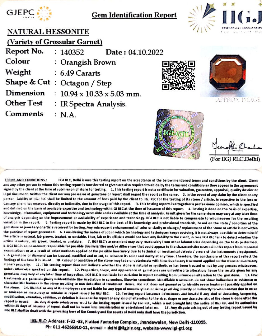 6.49/CT Natural Govt. Lab Certified Ceylonese Gomed-(1221)